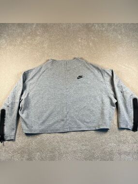 Nike Sportswear Tech Pullover Sweatshirt Zipper Cuffs Cropped Women's Large